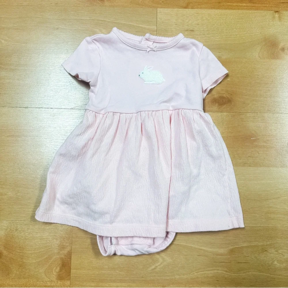 Carters Pink Cap Sleeve Easter Bunny Embroidered Dress Baby Girl Size 12M
